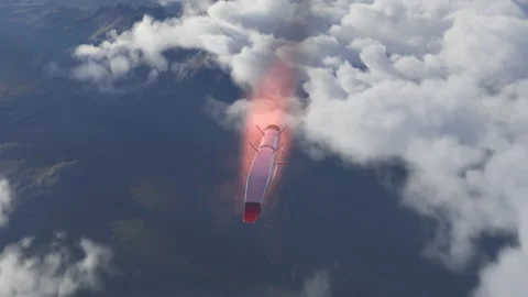 Hypersonic rocket flies above the clouds Stock Footage 199441146