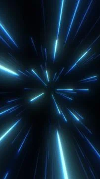 Hyperspace Jump Light Speed Motion Background with Blue Neon Streaks Stock Illustration