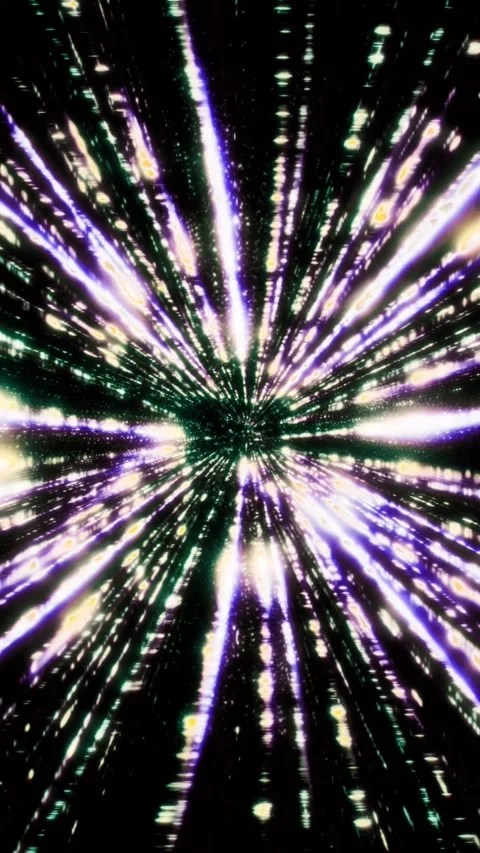 Hyperspace jump light trails and cosmic warp speed tunnel. Video stock 346606501