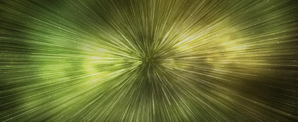 Hyperspace speed effect in night starry sky. Bright yellow galaxy, horizontal Stock Illustration