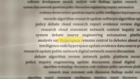 Hyperspace technology headlines scrolling on document Stock-Footage 347430332