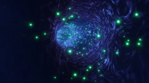 Hyperspace tunnel, purple light streaks high speed, travel across dimensions, Stock Footage 220903353