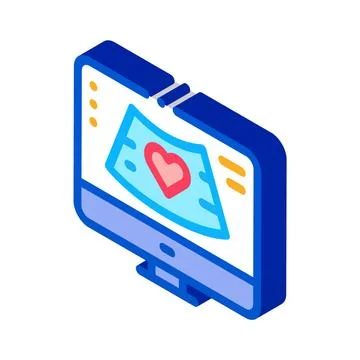Hypertension research computer screen isometric icon vector illustration Stock Illustration