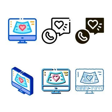 Hypertension research designs computer screen icon vector outline 스톡 일러스트