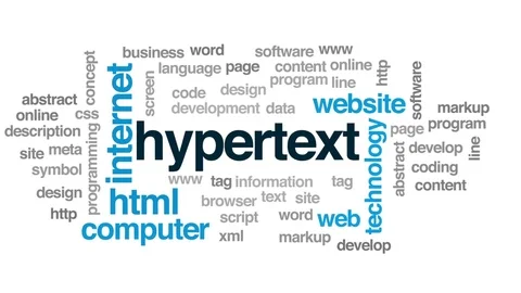 Hypertext animated word cloud, text design animation. Stock Footage 79274854