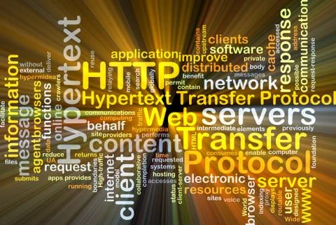 Hypertext transfer protocol HTTP background concept glowing 库存插图