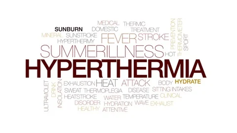 Hyperthermia animated word cloud, text design animation. Kinetic typography. Stock Footage 81436511