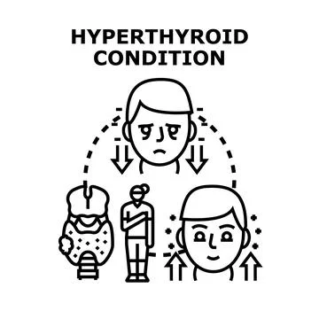 Hyperthyroid condition causing metabolism and health issues Stock Illustration