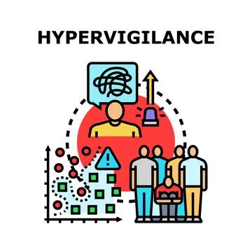 Hypervigilance concept vector icon showing anxiety and stress Stock Illustration