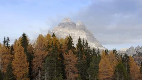 Hyperzoom of the Dolomites, Autumn Stock Footage 129558401