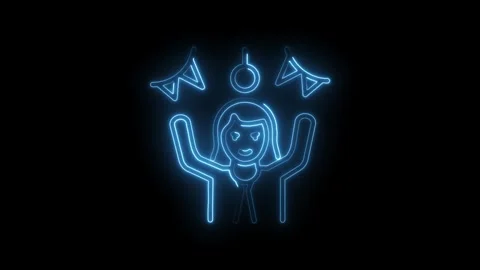 Hypnosis and suggestion therapy session with pendulum neon icon animation on Stock Footage 330776240