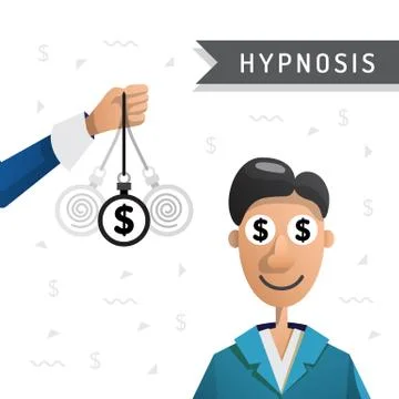 Hypnosis man money Stock Illustration