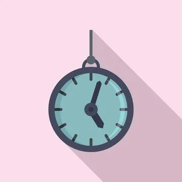 Hypnosis pendulum clock icon, flat style Stock Illustration