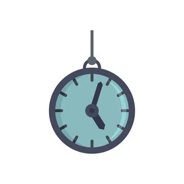 Hypnosis pendulum clock icon flat isolated vector Stock Illustration