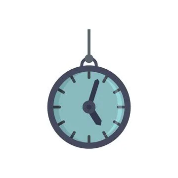 Hypnosis pendulum clock icon flat isolated Stock Illustration