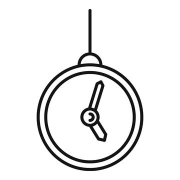 Hypnosis pendulum clock icon, outline style Stock Illustration