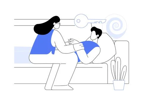 Hypnosis therapy isolated cartoon vector illustrations. Ilustración de archivo