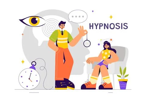 Hypnosis Vector Illustration featuring Black and White Spiral Patterns to I.. Stockillustratie