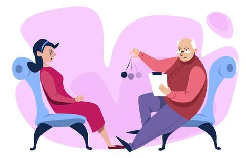 Hypnotherapy session for psychoanalysis and help. Stock Illustration