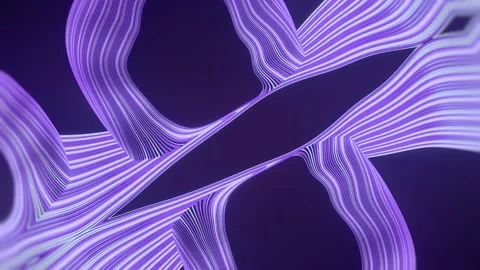 A hypnotic 3D animation featuring wide purple ribbons in motion Stock Footage 329609339
