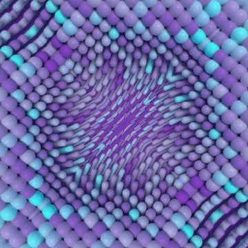 A hypnotic 3D background with a purple vortex of spherical capsules Stock Illustration