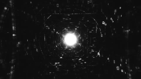 Hypnotic 3d render of a monochrome data stream tunnel for modern and minimalist Stock Footage 318374557
