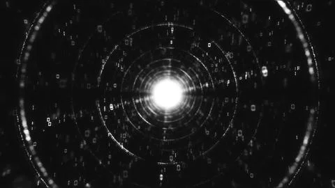 Hypnotic 3d render of a monochrome digital data tunnel for modern and minimalist Stock Illustration