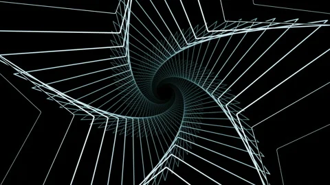 Hypnotic 3D spiral in shape of star. Design. 3d mock-up lines move in spiral on Stock Footage