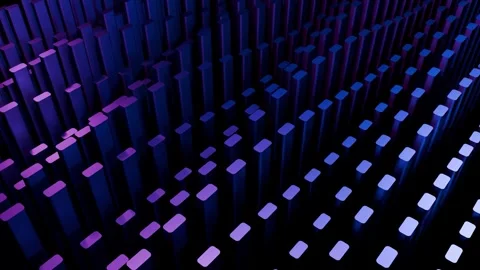 Hypnotic 4K Looping Digital Grid: Blue and Purple Vertical Bars with Subtle.. Stock Footage 326071093