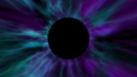Hypnotic abstract eye-like vortex of pulsating purple and blue cosmic energy Stock-Footage 332967936
