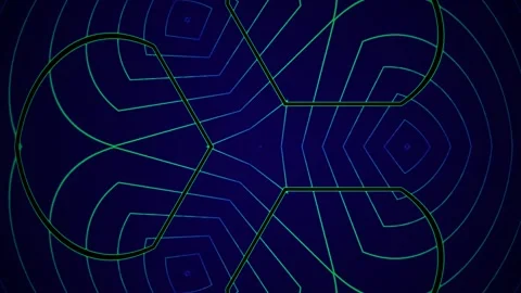 Hypnotic abstract flowing pattern with vibrant neon glow effect background Stock Footage 336883060
