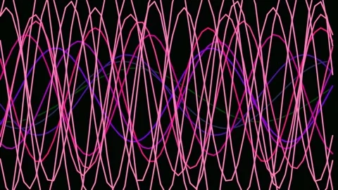 Hypnotic abstract glowing wave pattern: vibrant magenta and cyan fluid moti.. Stock Footage 341056959