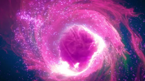Hypnotic Abstract Pink Blue Particle Nebula Vortex Swirl Loop Background Stock Footage 235644763