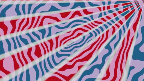 Hypnotic abstract psychedelic animation. Red and blue striped background. Stock Footage 235557505