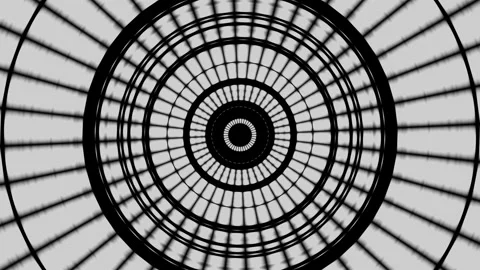 Hypnotic abstract psychedelic animation. Spiral staircase in the dark tunnel Stockbeeldmateriaal 234928717