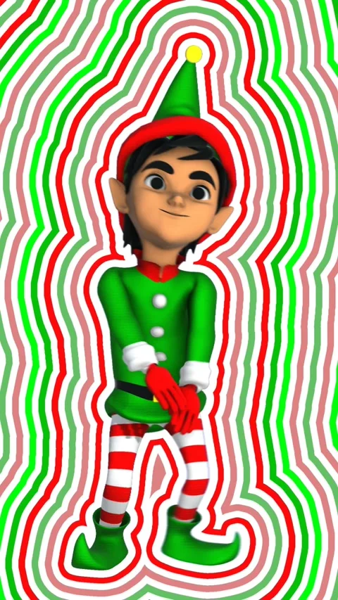 Hypnotic animation of cute elf dancing hip hop isolated with wave effect. Stock Footage 320801828