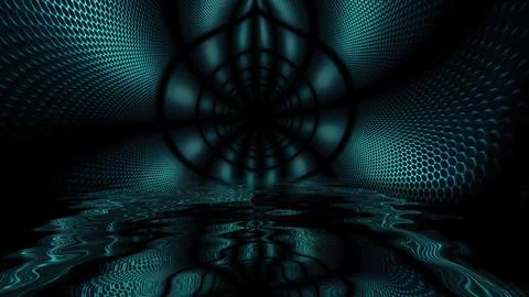 Hypnotic arrows tunnel background reflected in water Stock Illustration