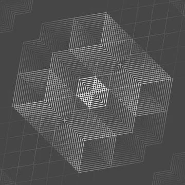 Hypnotic background featuring a kaleidoscopic pattern of white lines 3d Illustrazione stock