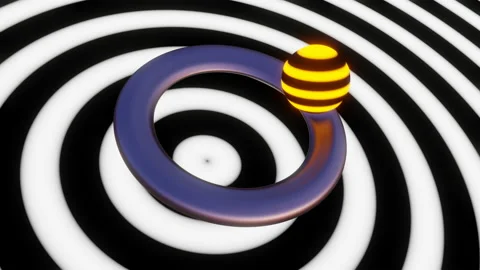 Hypnotic ball moving around the circle on illushion background Stock Footage