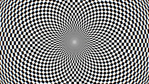 Hypnotic Black and White Checkerboard Spiral Optical Illusion Pattern Stock Footage