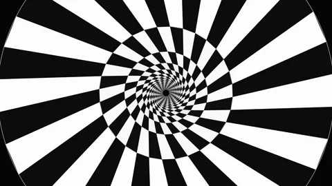 Hypnotic black and white checkerboard spiral tunnel background Stock Footage 336349630