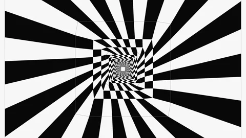 Hypnotic black and white checkerboard tunnel spiraling inward Stock Footage 336995182