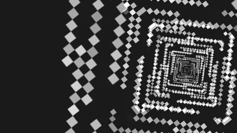 Hypnotic Black and White Checkered Tunnel. Abstract pixelated spiral.  Stock-Footage 288186350