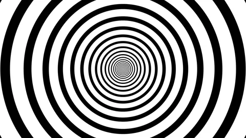 Hypnotic black and white circles expanding and contracting endlessly in a s.. Stock Footage 340001051
