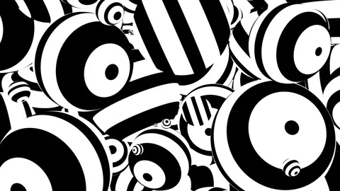 Hypnotic Black and White Concentric Circles and Stripes - 4K Seamless VJ Loop Video stock 305553213