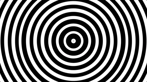 Hypnotic black and white concentric circular pattern creating a tunnel effect Stock Footage 335146023
