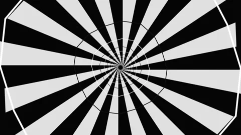 Hypnotic black and white optical illusion tunnel zoom Stock Footage 336349618
