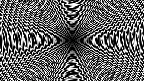 Hypnotic black and white optical illusion spiral loop background Stock Footage 336383710