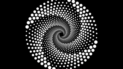 Hypnotic Black and White Spiral Optical Illusion dot Pattern. Geometric tunnel Stock Footage 267301575