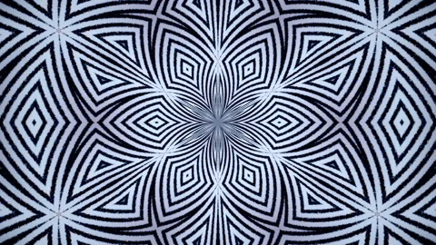 Hypnotic Black And White Star Kaleidoscope Abstract Background Stock Footage 99612866